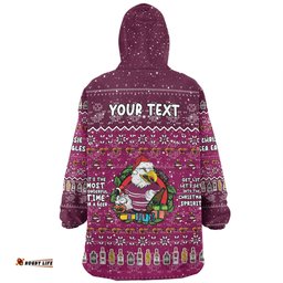 Manly Warringah Sea Eagles Christmas Custom Chrissie Spirit Wearable Blanket Hoodie Aussie Oodie