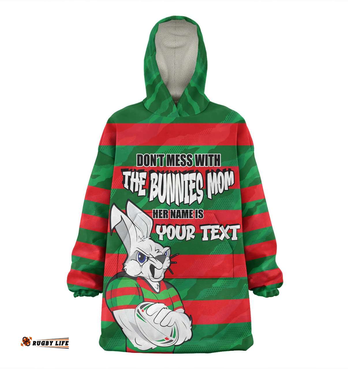 South Sydney Rabbitohs Mother's Day Screaming Mom and Crazy Fan Wearable Blanket Hoodie Aussie Oodie