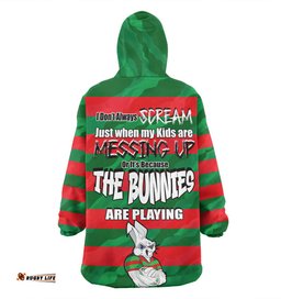 South Sydney Rabbitohs Mother's Day Screaming Mom and Crazy Fan Wearable Blanket Hoodie Aussie Oodie