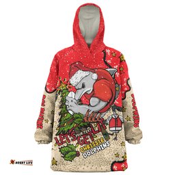 Redcliffe Dolphins Christmas Custom Let's Get Lit Chrisse Pressie Wearable Blanket Hoodie Aussie Oodie