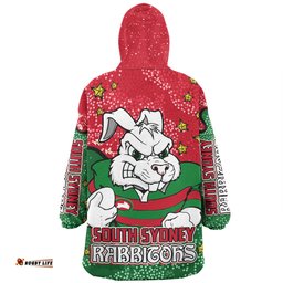 South Sydney Rabbitohs Team With Dot And Star Patterns For Tough Fan Wearable Blanket Hoodie Aussie Oodie