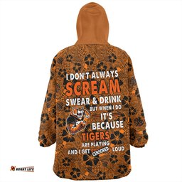 Wests Tigers Scream With Tropical Patterns Wearable Blanket Hoodie Aussie Oodie