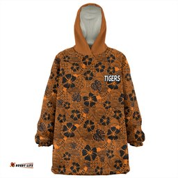 Wests Tigers Scream With Tropical Patterns Wearable Blanket Hoodie Aussie Oodie