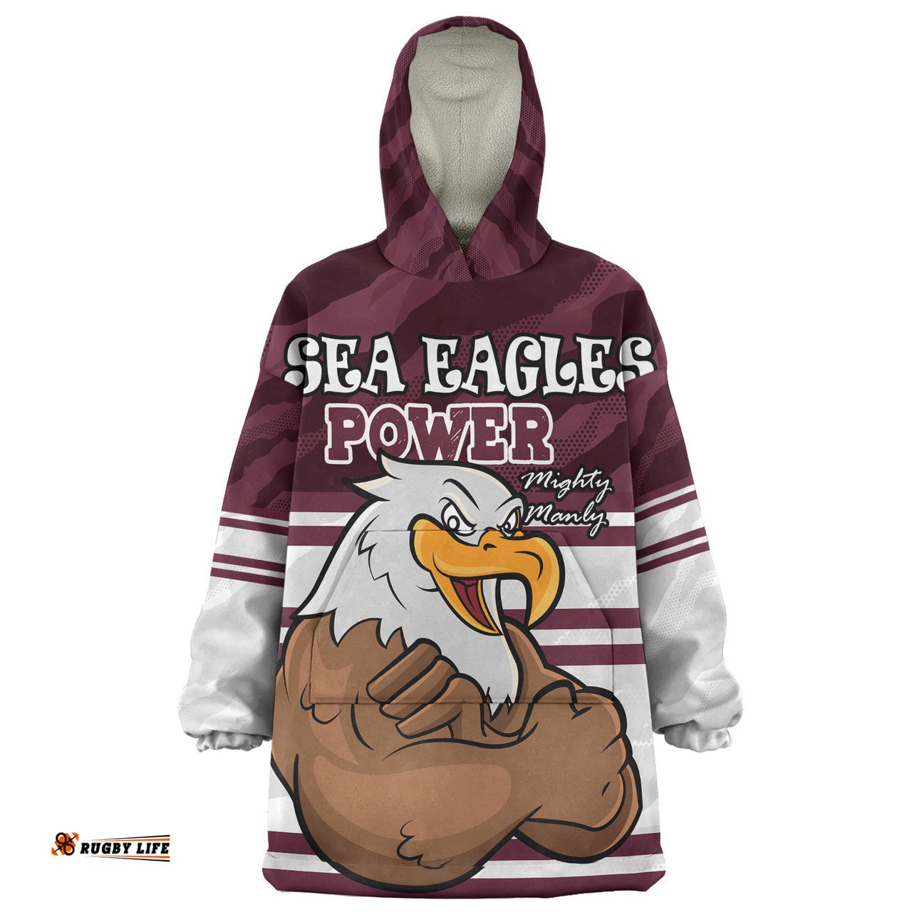 Manly Warringah Sea Eagles Manly Warringah Sea Eagles Supporter Wearable Blanket Hoodie Aussie Oodie