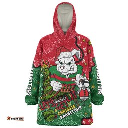 South Sydney Rabbitohs Custom Let's Get Lit Chrisse Pressie Wearable Blanket Hoodie Aussie Oodie
