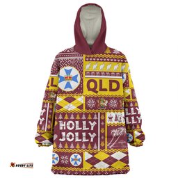 Queensland Christmas Holly Jolly Chrissie Wearable Blanket Hoodie Aussie Oodie