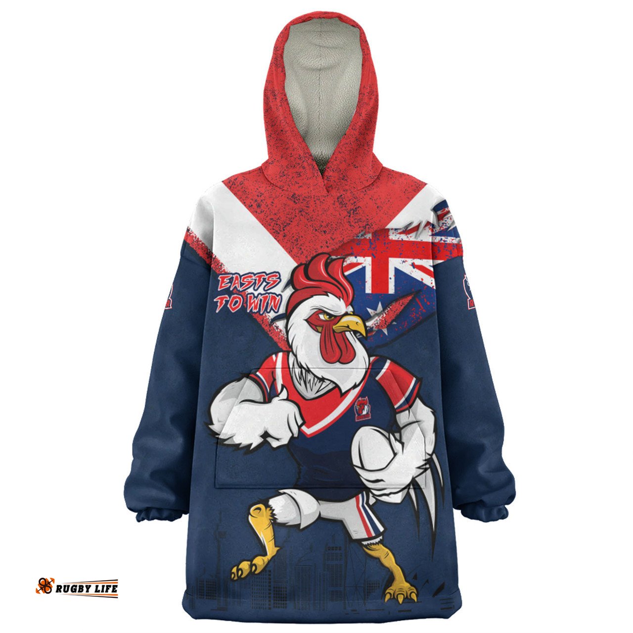 Sydney Roosters Custom For Die Hard Fan Australia Flag Scratch Style Wearable Blanket Hoodie Aussie Oodie