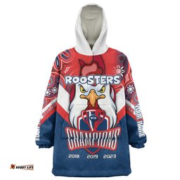 Sydney Roosters Custom Talent Win Games But Teamwork And Intelligence Win Championships With Aboriginal Style Wearable Blanket Hoodie Aussie Oodie