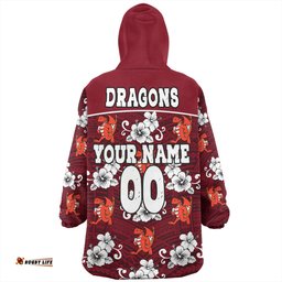 St. George Illawarra Dragons Custom St. George Illawarra Dragons With Maori Patterns Wearable Blanket Hoodie Aussie Oodie