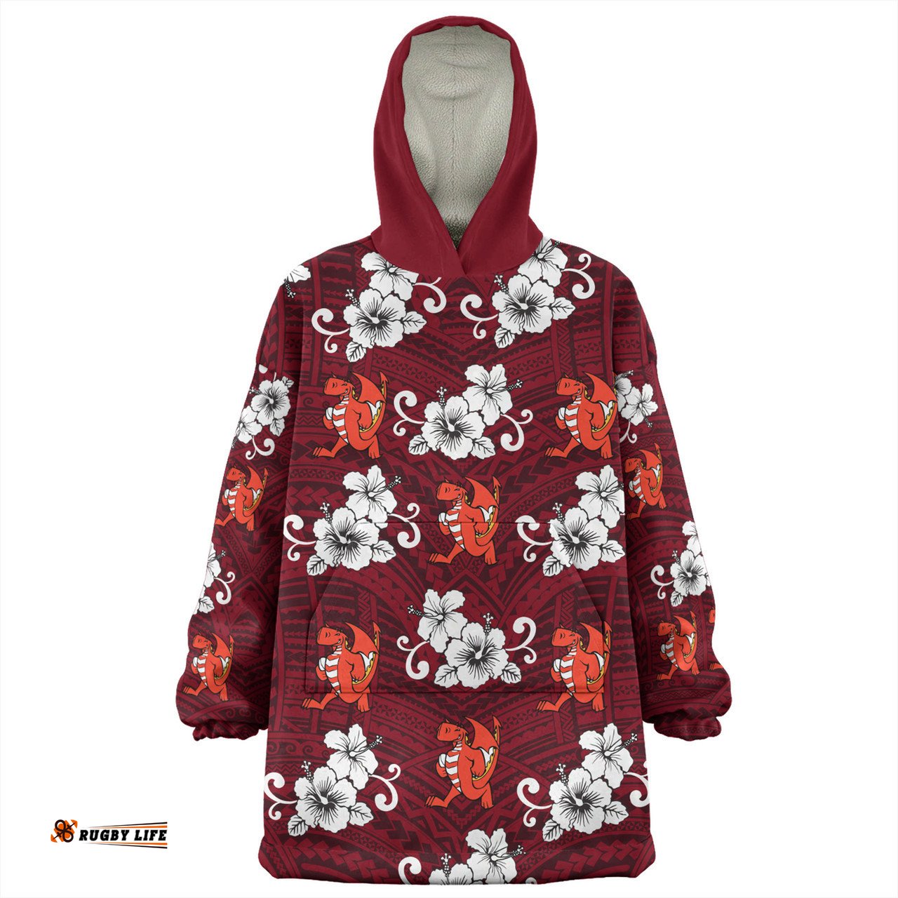 St. George Illawarra Dragons Custom St. George Illawarra Dragons With Maori Patterns Wearable Blanket Hoodie Aussie Oodie