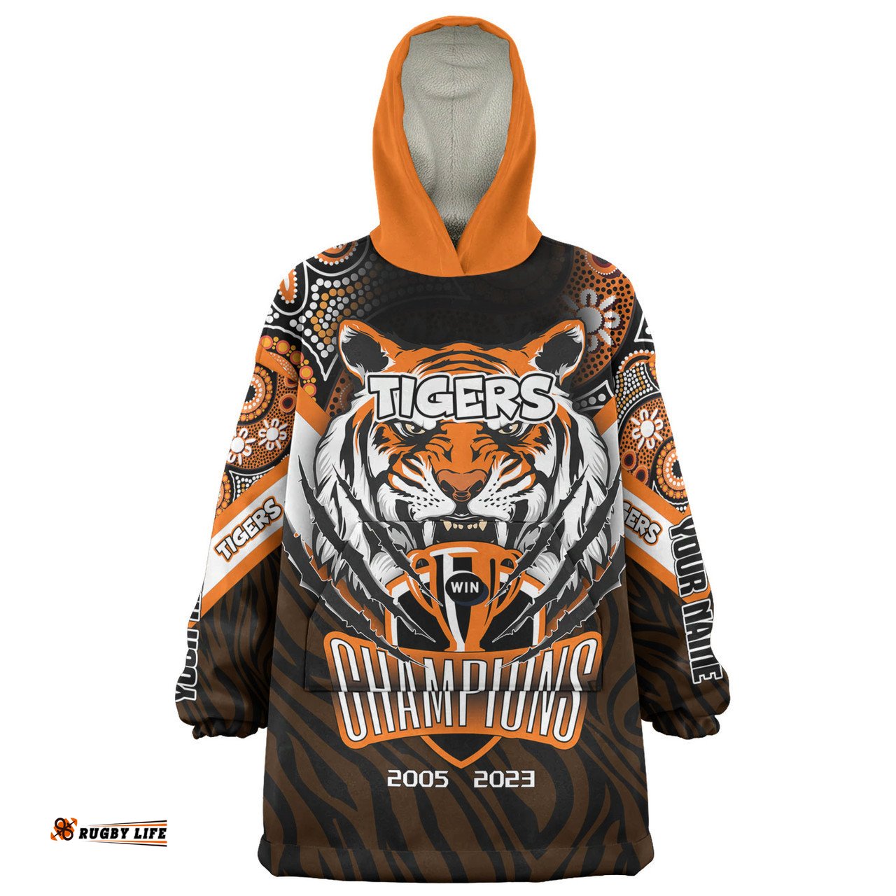 Wests Tigers Custom Talent Win Games But Teamwork And Intelligence Win Championships With Aboriginal Style Wearable Blanket Hoodie Aussie Oodie