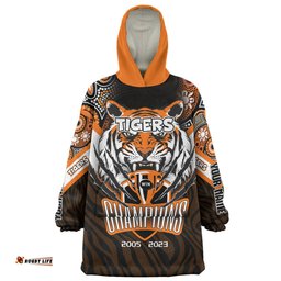 Wests Tigers Custom Talent Win Games But Teamwork And Intelligence Win Championships With Aboriginal Style Wearable Blanket Hoodie Aussie Oodie
