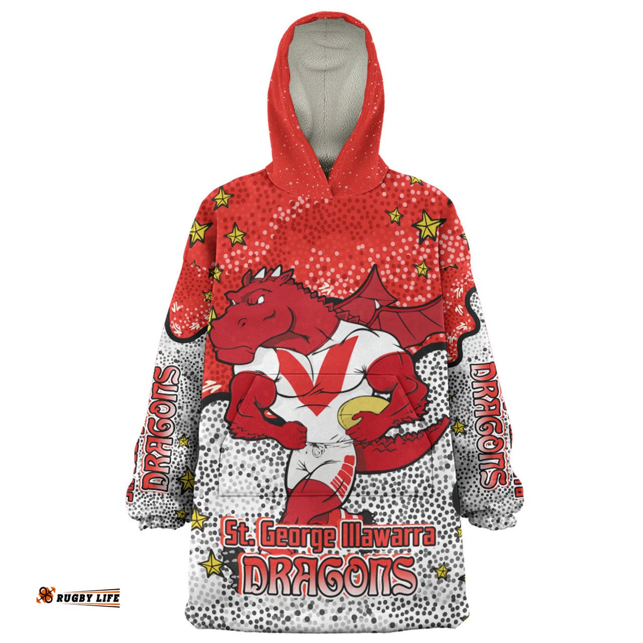 St. George Illawarra Dragons Custom Team With Dot And Star Patterns For Tough Fan Wearable Blanket Hoodie Aussie Oodie