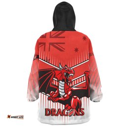 St. George Illawarra Dragons St. George Illawarra Dragons Mascot With Australia Flag Wearable Blanket Hoodie Aussie Oodie