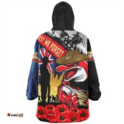 Redcliffe Dolphins United In Spirit Anzac Day Tribute Wearable Blanket Hoodie Aussie Oodie