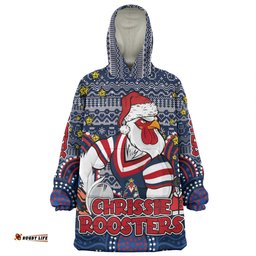 Sydney Roosters Christmas Custom Christmas Knit Patterns Vintage Jersey Ugly Wearable Blanket Hoodie Aussie Oodie