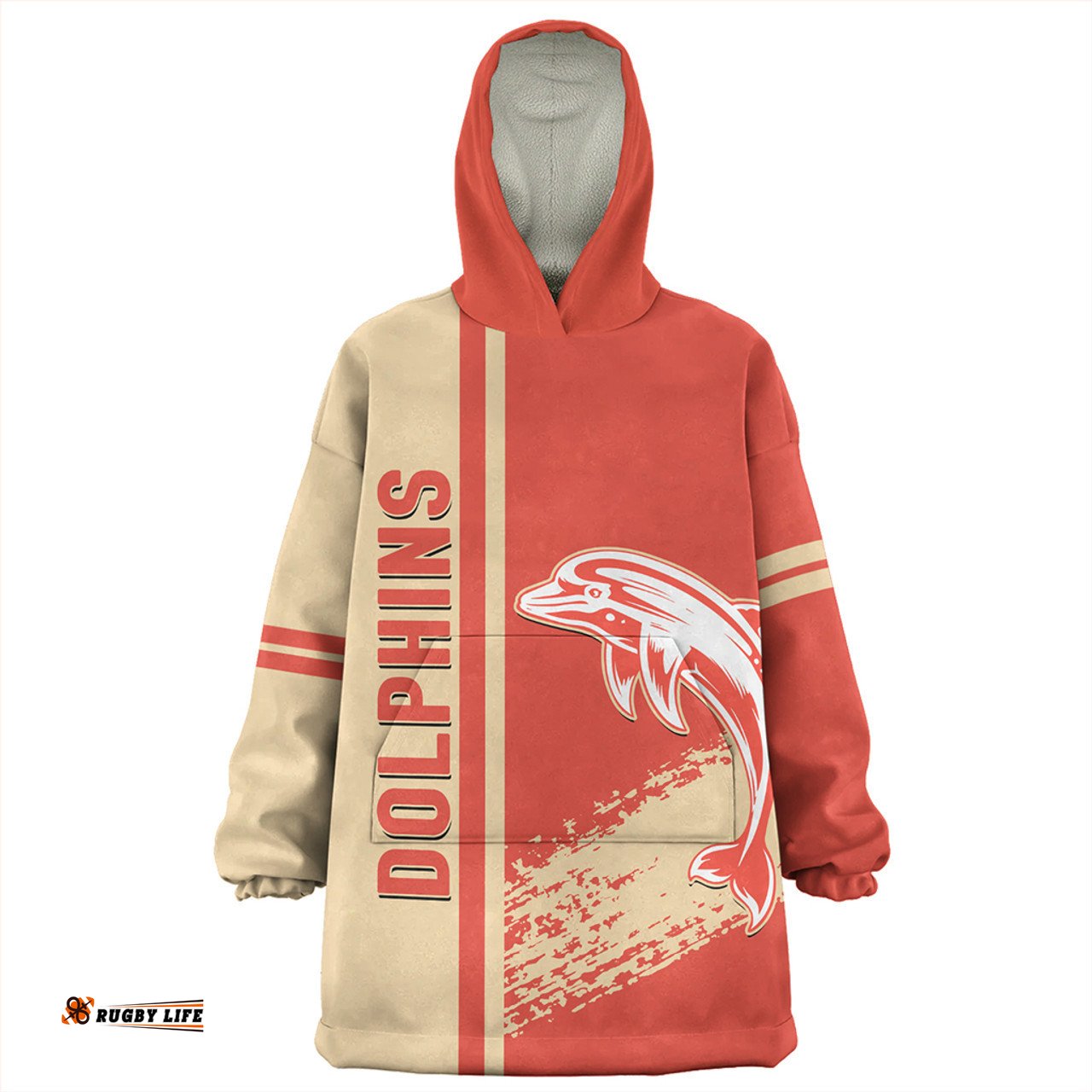 Redcliffe Dolphins Redcliffe Dolphins Mascot Quater Style Wearable Blanket Hoodie Aussie Oodie