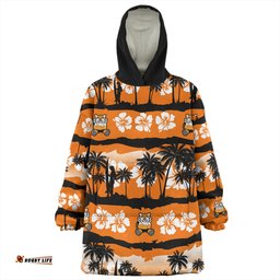 Wests Tigers Tropical Hibiscus and Coconut Trees Wearable Blanket Hoodie Aussie Oodie