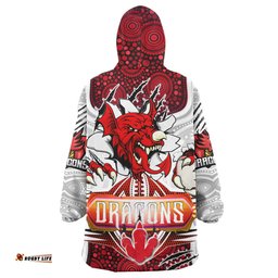 St. George Illawarra Dragons Custom Indigenous Super Saints Scratch Style Wearable Blanket Hoodie Aussie Oodie