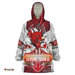 St. George Illawarra Dragons Custom Indigenous Super Saints Scratch Style Wearable Blanket Hoodie Aussie Oodie