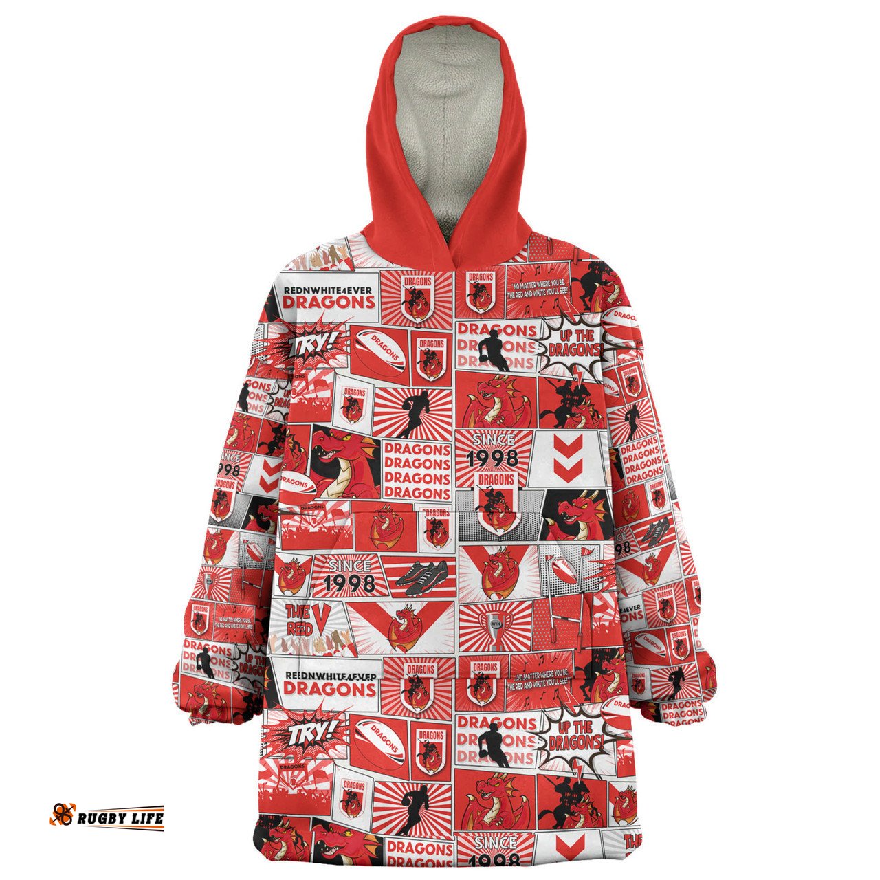 St. George Illawarra Dragons Team Of Us Die Hard Fan Supporters Comic Style Wearable Blanket Hoodie Aussie Oodie