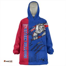 Western Bulldogs Burning Passion Of Power Scratch Style Wearable Blanket Hoodie Aussie Oodie