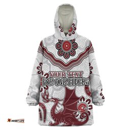 St. George Illawarra Dragons Naidoc Custom For Our Elders Boomerangs White Wearable Blanket Hoodie Aussie Oodie