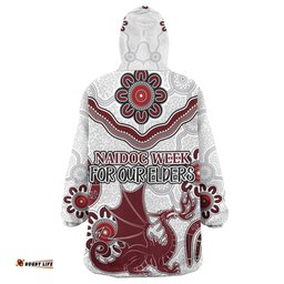 St. George Illawarra Dragons Naidoc Custom For Our Elders Boomerangs White Wearable Blanket Hoodie Aussie Oodie