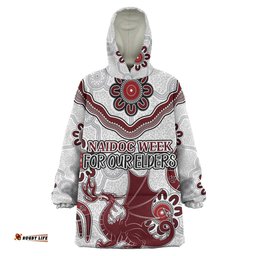 St. George Illawarra Dragons Naidoc Custom For Our Elders Boomerangs White Wearable Blanket Hoodie Aussie Oodie
