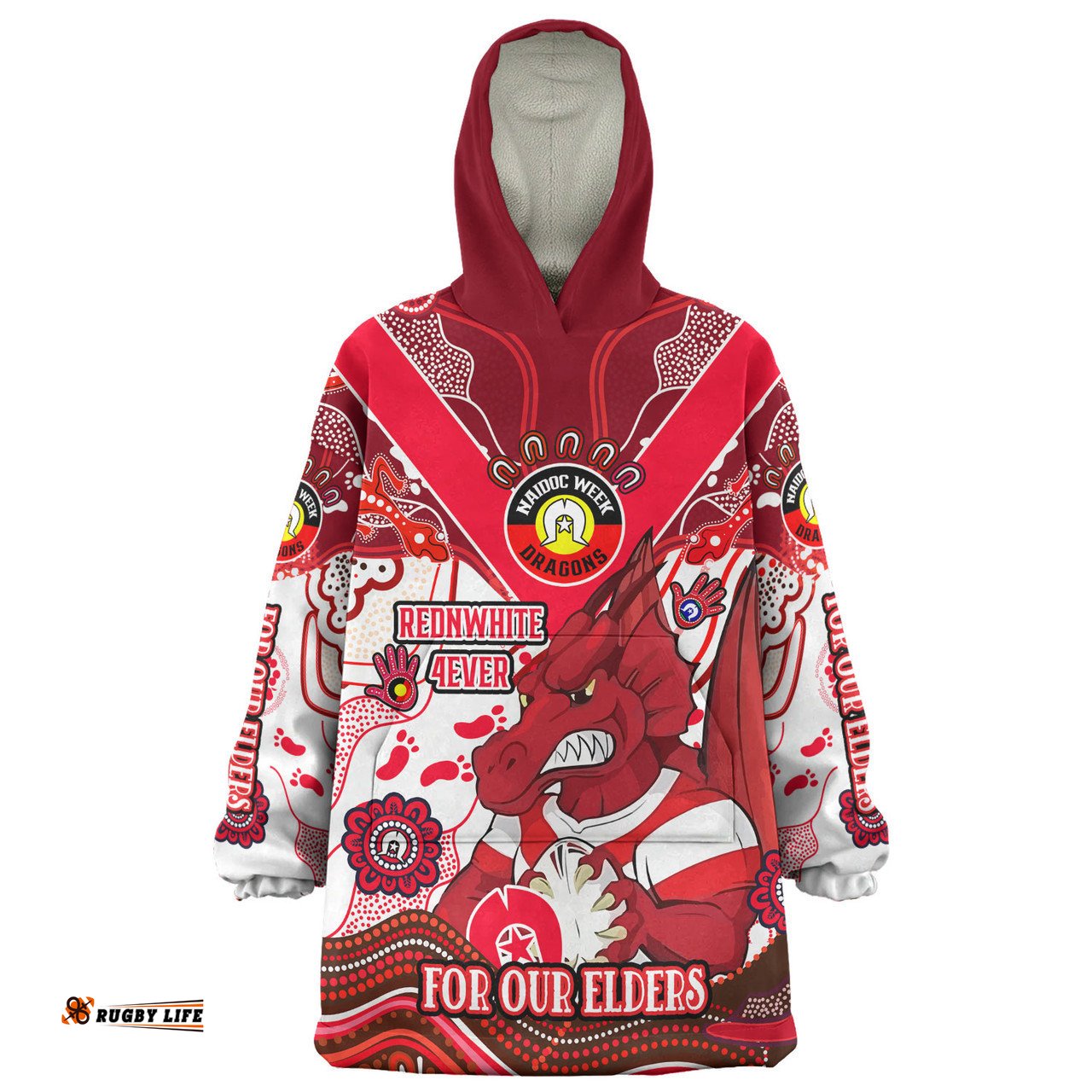 St. George Illawarra Dragons Naidoc Week Custom For Our Elders Home Jersey Wearable Blanket Hoodie Aussie Oodie