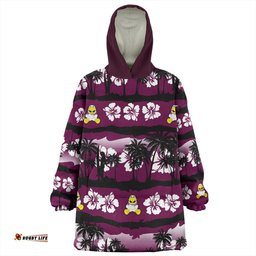 Manly Warringah Sea Eagles Tropical Hibiscus and Coconut Trees Wearable Blanket Hoodie Aussie Oodie