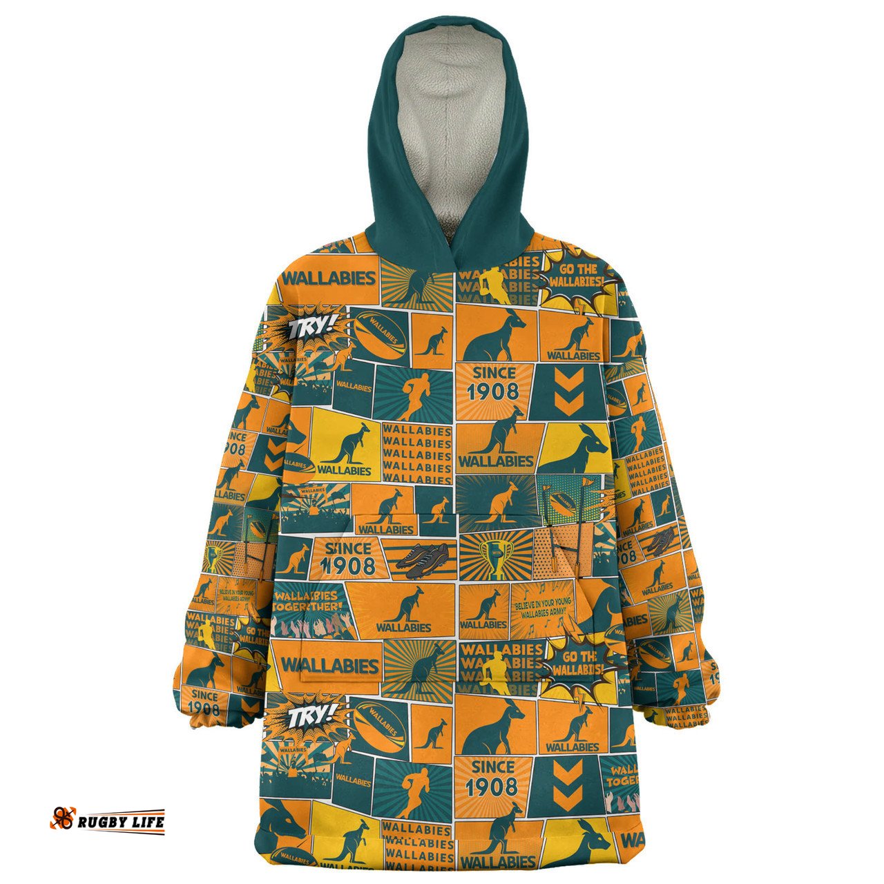 Wallabies Sport Team Of Us Die Hard Fan Supporters Comic Style Wearable Blanket Hoodie Aussie Oodie