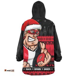 St Kilda Merry Christmas Down Under Footy Power Style Wearable Blanket Hoodie Aussie Oodie
