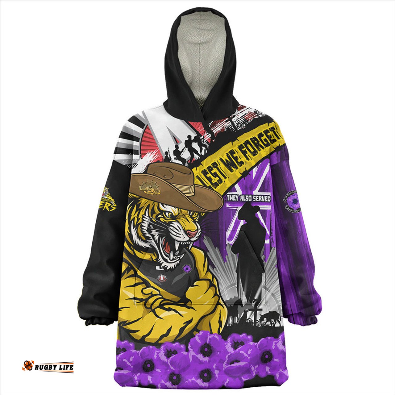 Richmond ANZAC Day Honor Purple Valor And Spirit Wearable Blanket Hoodie Aussie Oodie