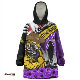Richmond ANZAC Day Honor Purple Valor And Spirit Wearable Blanket Hoodie Aussie Oodie