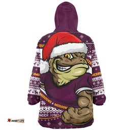 Queensland Maroons Ugly Knit Style For Christmas Game Fans Wearable Blanket Hoodie Aussie Oodie