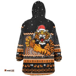 Wests Tigers Christmas Custom Ugly Xmas And Aboriginal Patterns For Die Hard Fan Wearable Blanket Hoodie Aussie Oodie