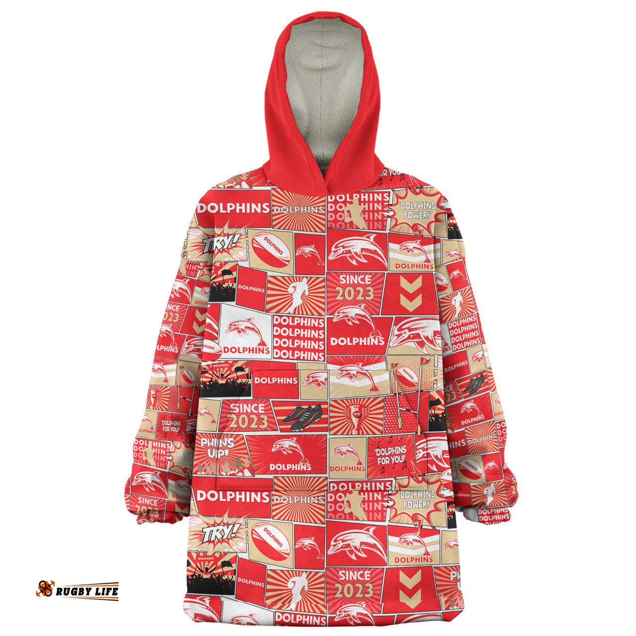 Redcliffe Dolphins Team Of Us Die Hard Fan Supporters Comic Style Wearable Blanket Hoodie Aussie Oodie
