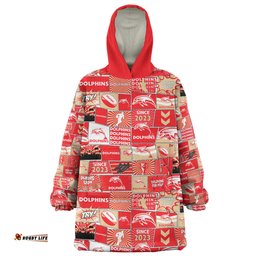 Redcliffe Dolphins Team Of Us Die Hard Fan Supporters Comic Style Wearable Blanket Hoodie Aussie Oodie
