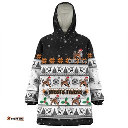 Wests Tigers Christmas Custom Special Ugly Christmas Wearable Blanket Hoodie Aussie Oodie