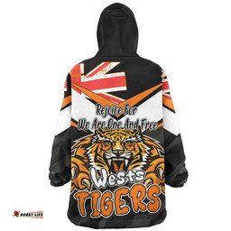 Wests Tigers Happy Australia Day We Are One And Free Wearable Blanket Hoodie Aussie Oodie