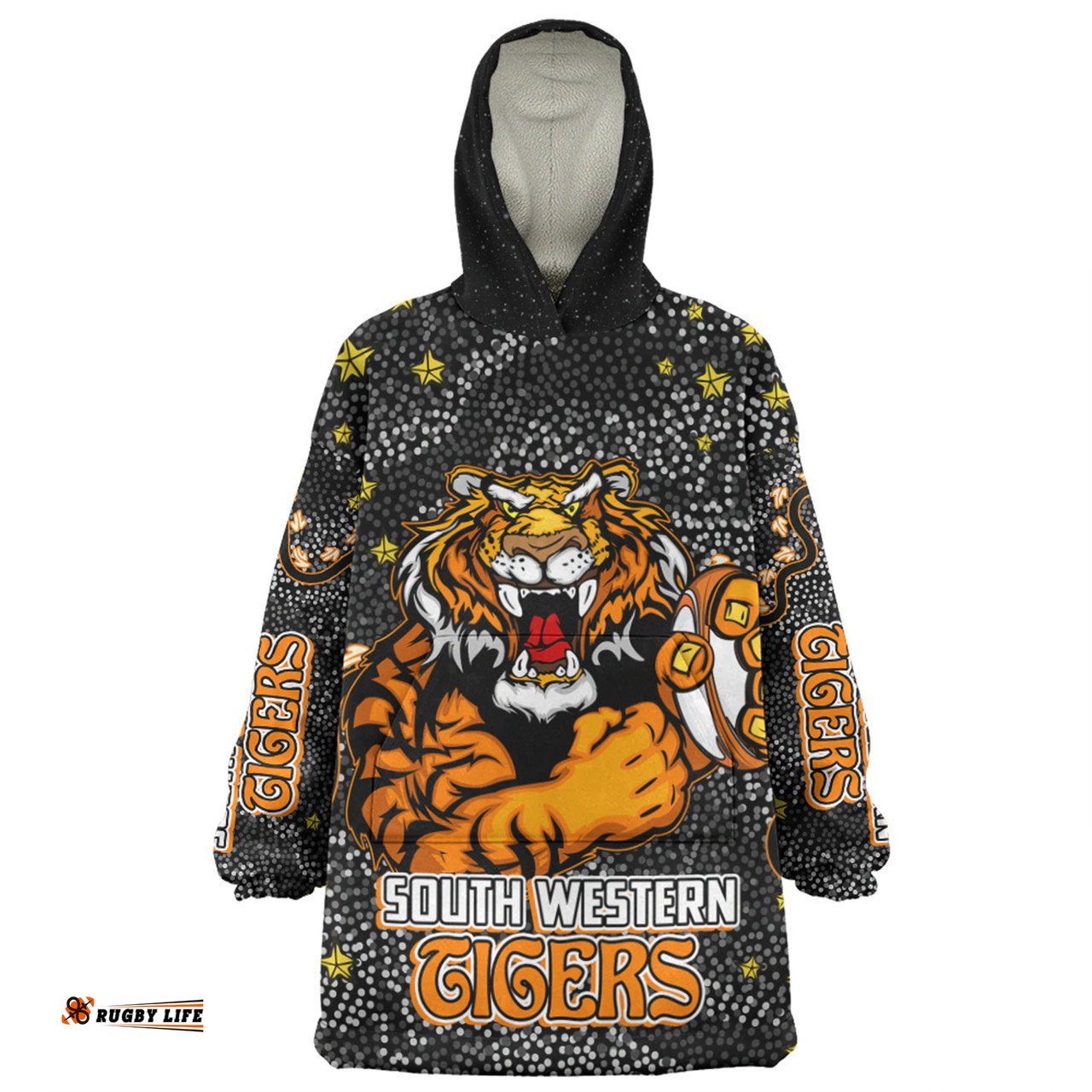 Wests Tigers Custom Team With Dot And Star Patterns For Tough Fan Wearable Blanket Hoodie Aussie Oodie