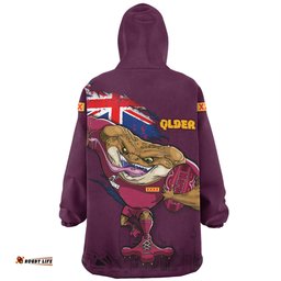 Queensland Maroons Custom For Die Hard Fan Australia Flag Scratch Style Wearable Blanket Hoodie Aussie Oodie