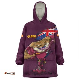 Queensland Maroons Custom For Die Hard Fan Australia Flag Scratch Style Wearable Blanket Hoodie Aussie Oodie