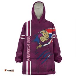 Queensland Maroons Happy Australia Day Flag Scratch Style Wearable Blanket Hoodie Aussie Oodie
