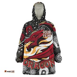 St. George Illawarra Dragons Custom Dragons Aboriginal Inspired Pattern Naidoc Week Wearable Blanket Hoodie Aussie Oodie