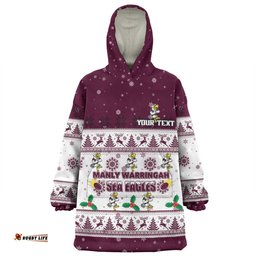 Manly Warringah Sea Eagles Christmas Custom Special Ugly Christmas Wearable Blanket Hoodie Aussie Oodie