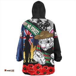 South Sydney Rabbitohs United In Spirit Anzac Day Tribute Wearable Blanket Hoodie Aussie Oodie