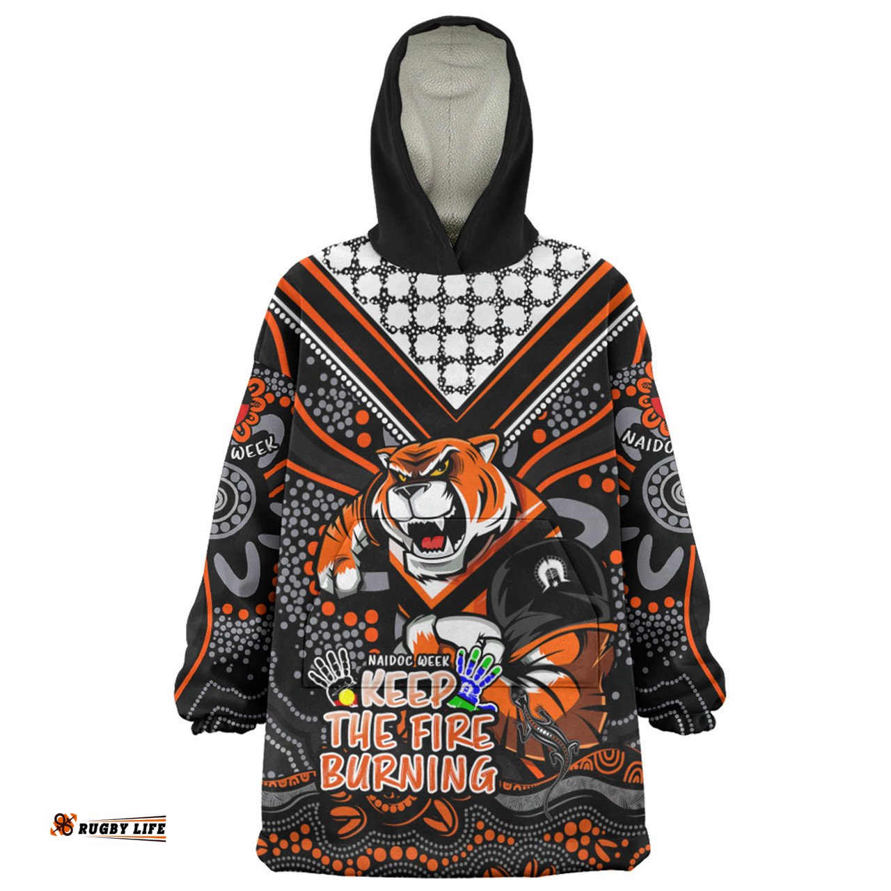 Wests Tigers Aboriginal Inspired Naidoc Week Custom For Die Hard Fan Supporters Wearable Blanket Hoodie Aussie Oodie