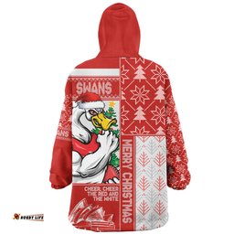 Sydney Swans Merry Christmas Knit Style Festive Spirit Wearable Blanket Hoodie Aussie Oodie